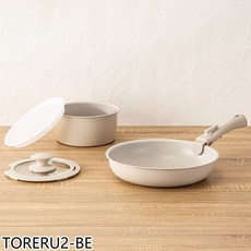 NITORI宜得利家居 TORERU2-BE 輕量可拆式鍋具五件組，輕巧易收納，不沾鍋好清洗