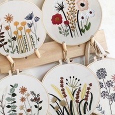 프랑스 자수 패키지 DIY 취미 세트 도안 포함 식물 패턴 자수 세트, 1개, S305