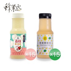 蜂巢氏 荔枝鮮果飲, 1個, 蜂蜜檸檬水(15瓶)荔枝鮮果飲(15瓶)
