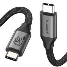 실크랜드 USB4.0 케이블 C타입-C타입 USB-if 인증 썬더볼트5/4/3 호환 240W 80Gbps 고속충전 PD 데이터 케이블, 1개, 블랙, 0.5m