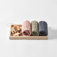 HugsieBABY 美國棉棉花糖九層紗布萬用小方巾 (3件組) 台灣製 紗布巾 純棉紗布 嬰兒口水巾 拍嗝巾