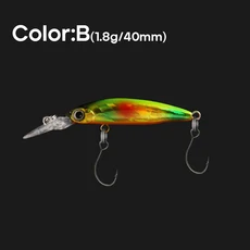 LETOYO 1 8g/40mm 미니 싱킹 미노우 루어 롱 혀 플레이트 미노우 낚시 루어 싱글 후크 레이저 코팅 송어 미끼 포함, 1.8g 40mm, B