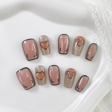 천안각 초특가 고퀼리티 데일리 셀프 핸드메이드 수작업 네일팁, 1개, 03- 디자인 - XS