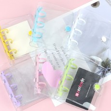 투명다이어리케이스 미니 링바인더케이스 유치원 학교 퍼플