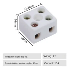 1입력 세라믹 배선 단자 블록 고온 저항 포스트 250V 구리, 가지고 다닐 수 있는, 06 10A 2 In 2 Out