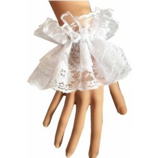 SON 온GJIE 1쌍 롤리타 레이스 장갑 화이트 핸드 슬리브 섹시 탄성 팔찌 여성용 러플 플로럴 손목 커프스 할로윈 결혼식 가장 무도회 화이트. 307698