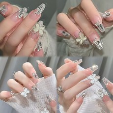 우솔 UKI 나비 스톤 셀프네일 붙이는 네일팁 ( 화이트 골드 2종타입 48P ), 1개, 골드/화이트