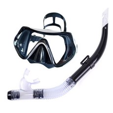 제이 해루질수경 스노쿨링 다슬기수경 잠수경 고글, 하프드라이 2피스 세트 화이트 블랙, 1개