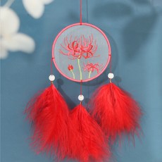 刺繡捕夢網 手工材料包, 1個, A544 曼珠沙華 (送12cm繡棚)