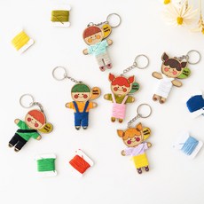걱정인형 열쇠고리 만들기 DIY 키트 팬시우드 공예, 50개, 실 검정