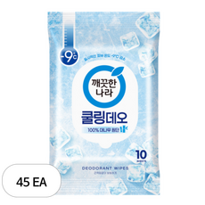 깨끗한나라 페퍼민트 쿨링 데오티슈 10p, 66g, 45개