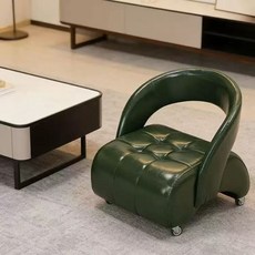 우이지아 이동식 PU가죽 무소음 바퀴소파의자, 1개, 그린