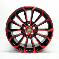 FK鋁圈 17吋 5/100 EP11493 亮黑底面車紅色鋁圈，提升操控性與時尚外觀, 1個