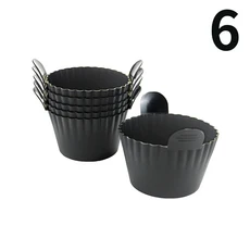실리콘 에어 프라이어 계란 밀렵꾼 컵케익 베이킹 오븐용 Ramekins 바구니, 02 6pcs black, 1개