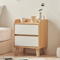 [초특가] 바로방가구 포포 400 미니 침대협탁 2단 서랍 틈새 쇼파 심플 사이드 테이블 협탁, 오크화이트