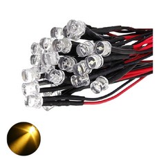 12V 3파이 옐로우 플랫 와이어 케이블 LED DIY 절 사찰 기도등 불교 촛불 인테리어 연꽃초 조명 용품 수리 무드등 차량 오토바이 튜닝, 10개