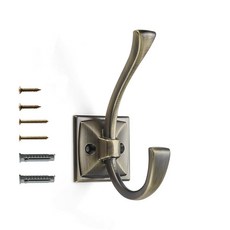 Khtumeware 빈티지 벽 후크 10팩 코트 후크 하드웨어 타월 후크 코트 걸기용 베네치아 브론즈 로브 후크 벽걸이 열쇠 타월 가방 컵용 나사 포함, 2, 브러시드 앤티크 황동