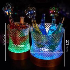 LED 조명 아이스버킷 PC 사출 성형 와인 얼음통 바 KTV용 보냉 와인아이스버킷 투명 디자인, 1개, 20000ml