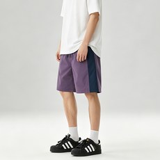 XIYULIMAN 남성 사이드 볼드 라인 5부 트레이닝 반바지