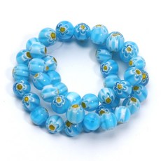 쥬얼리 제작용 무라노 램프워크 꽃 원형 유약 유리 구슬 DIY 팔찌 목걸이 수제 공예 액세서리 46 개 8mm, 8mm 46pcs, C05724, 46개