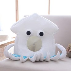 파티팡 큐티 후드모자 [오징어] 귀여운 캐릭터모자 사진소품 얼굴 인형모자 파티모자 동물모자 오징어모자 코믹모자, 1개, 화이트