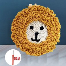 戳戳繡 手工 DIY 材料包, 1個, 小獅子,有繡繃