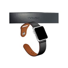 인뮤즈 애플워치 호환 베이직 레더 루프 스트랩, 38/40mm, 블랙