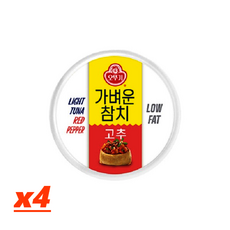 오뚜기 가벼운참치 고추, 4개, 135g