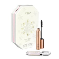 KIKO MILANO Milano Snow-Kissed Holiday Glam-Faves 메이크업 선물 세트 세트: 볼류마이징 마스카라 매트-투-쉬머링 립스틱 및 아이섀도우, Holiday Mountain Buddies Makeu
