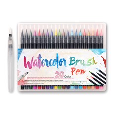 20色水性彩繪筆+水筆, 混色, 1盒