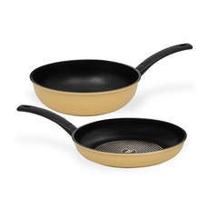 인터쿡 다이아 후라이팬 세트 2개, 노랑, 후라이팬 28cm + 궁중팬 28cm, 1세트
