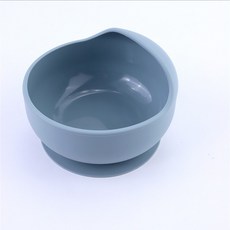 寶寶學習餐具 矽膠吸盤碗 兒童學習餐具 蝸牛碗 隔熱碗 矽膠叉勺, 雾蓝色碗, 1個