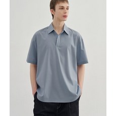 DRAW FIT 오버사이즈 풀오버 카라 반팔 셔츠 [SKYBLUE] DFSH2202SKBL 153843