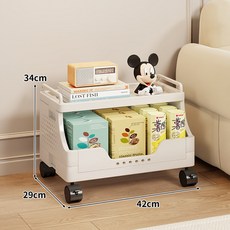 灰白色五層帶輪收納推車 玩具雜物零食整理架, 灰白色兩層, 1套