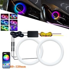 천사 눈 주간 주행 라이트 제어 멀티 컬러 차량용 음악과 동기화, 6. 2pcs 70mm / A. 7000K, 1개