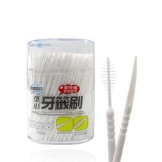 奈森克林 葉形雙效牙籤刷300支圓罐 雙頭牙籤 牙線棒, 1個