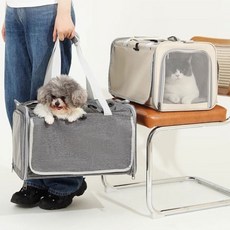 강아지 이동가방 외출 캐리어 접이식 고양이 이동가방 매쉬, 그레이