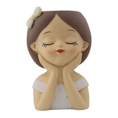 YSSHOP 귀여운 소녀 화분 꽃꽂이 탁상 장식 만화 컬렉션 장식용 화분 수지 꽃병 복도 거실용, 스타일 D