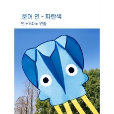 귀여운 문어 연 야외 연날리기 전통놀이, 문어 연 - 파란색