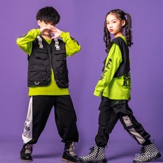 兒童架子鼓演出服潮男童街舞套裝嘻哈帥氣女童潮流hiphop走秀E18