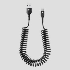 C타입 USB 충전 케이블 꺾임방지 급속충전기 트로피칼, 블랙, 블랙