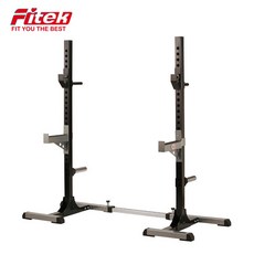 Fitek 可調式重量型深蹲架臥推架，調整型重訓架，深蹲訓練健力舉重架，自由訓練器材，多功能健身設備, 1個, 黑色