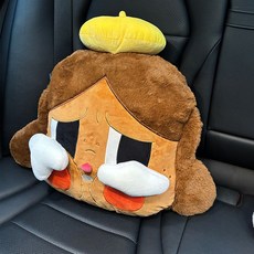 팝마트 크라이 베이비 쿠션 대형 차량 헤드레스트 벨트패드, 브라운 쿠션