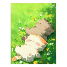 코지하루 DIY 명화그리기 유화 그림 그리기 아크릴화, 나른한 냥이A 30x40 (B897), 1개