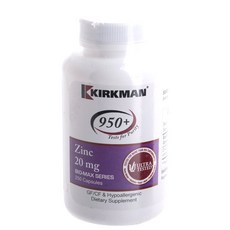 Kirkman 鋅 20 mg膠囊, 250 件, 1個, 250顆