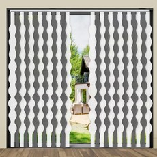 FACIMI 무선 검정색 수직 블라인드 흰색 3.5인치 슬랫 S 웨이브 원단 창문 차양 자외선 차단 장식 수직 창문 블라인드 대형 문용