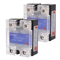 DWEII 2 PCS 상태 릴레이 SSR25DA DCAC 입력 332V DC에서 플라스틱 커버가 있는 24480V AC 25A 단상 출력, SSR-25DA