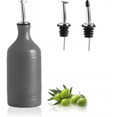 세라믹 오일병 450ml 도자기 디스펜서 산화 방지 불투명 보틀 주방 양념통 커피 시럽병 식초병 간장통 감성 인테리어 소품, 15.5 oz, Set of 1, Dark Grey