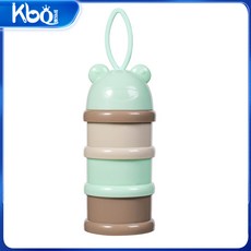KbQ 嬰兒奶粉盒 三層分層米粉儲物盒, 四層 - 貓咪藍色, 1個