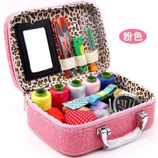 百貨甄選 家用針線盒 實木針線包 多功能便攜高檔縫衣針線套裝 學生宿舍針線盒, 粉色針線包【實惠裝】, 1個